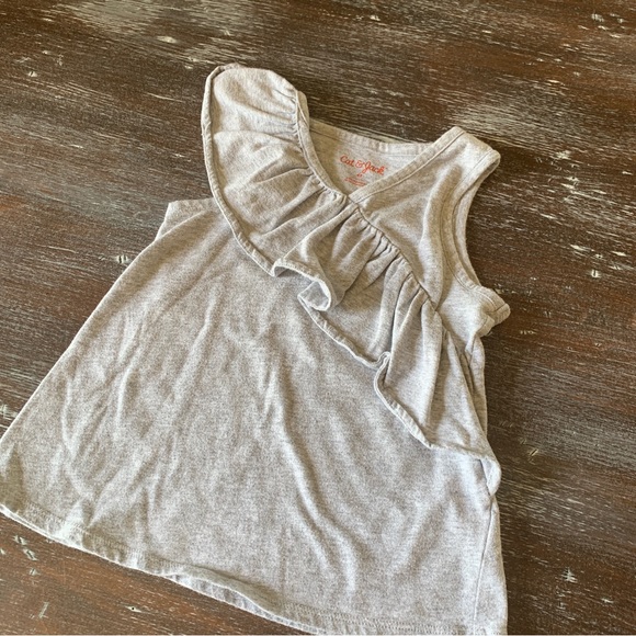 SOLD! 3/$12 Grey Sleeveless Shirt with Ruffle Detail - Picture 3 of 6